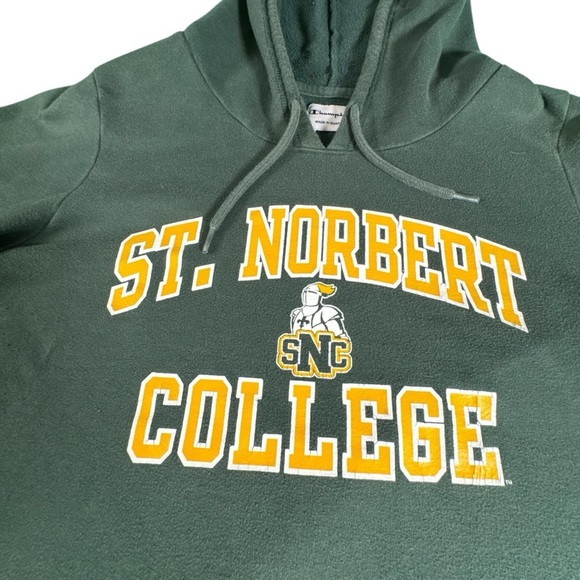 Champion St Norbert College Hoodie Green Size L Pullover Sweatshirt SNC Logo - Picture 3 of 10